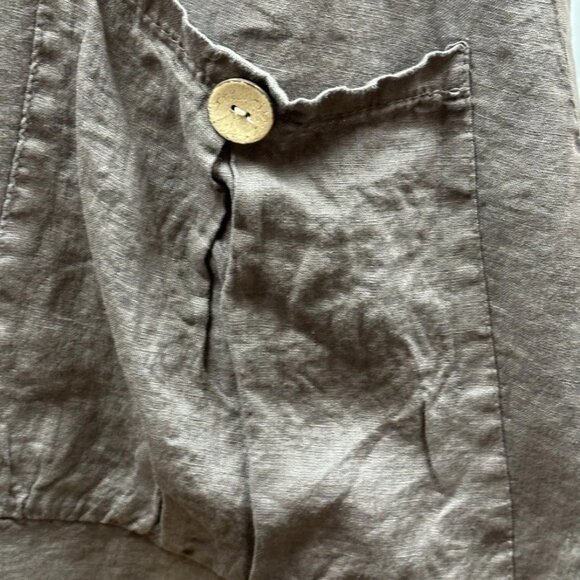 Italian Pocket Lagenlook Tulip Linen Dress - Chocolate - S/M - Worn 1 Time - Picture 7 of 9